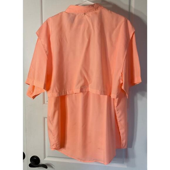Branson Bay Men's Short Sleeve Button Up Fishing Shirt Orange Vented Size L - Picture 3 of 7
